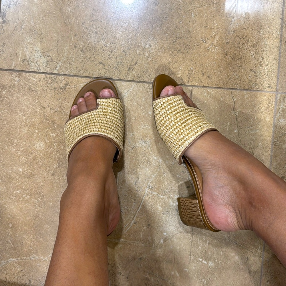 Donald J. Pliner Beige Woven Slide Sandals - Picture 7 of 7